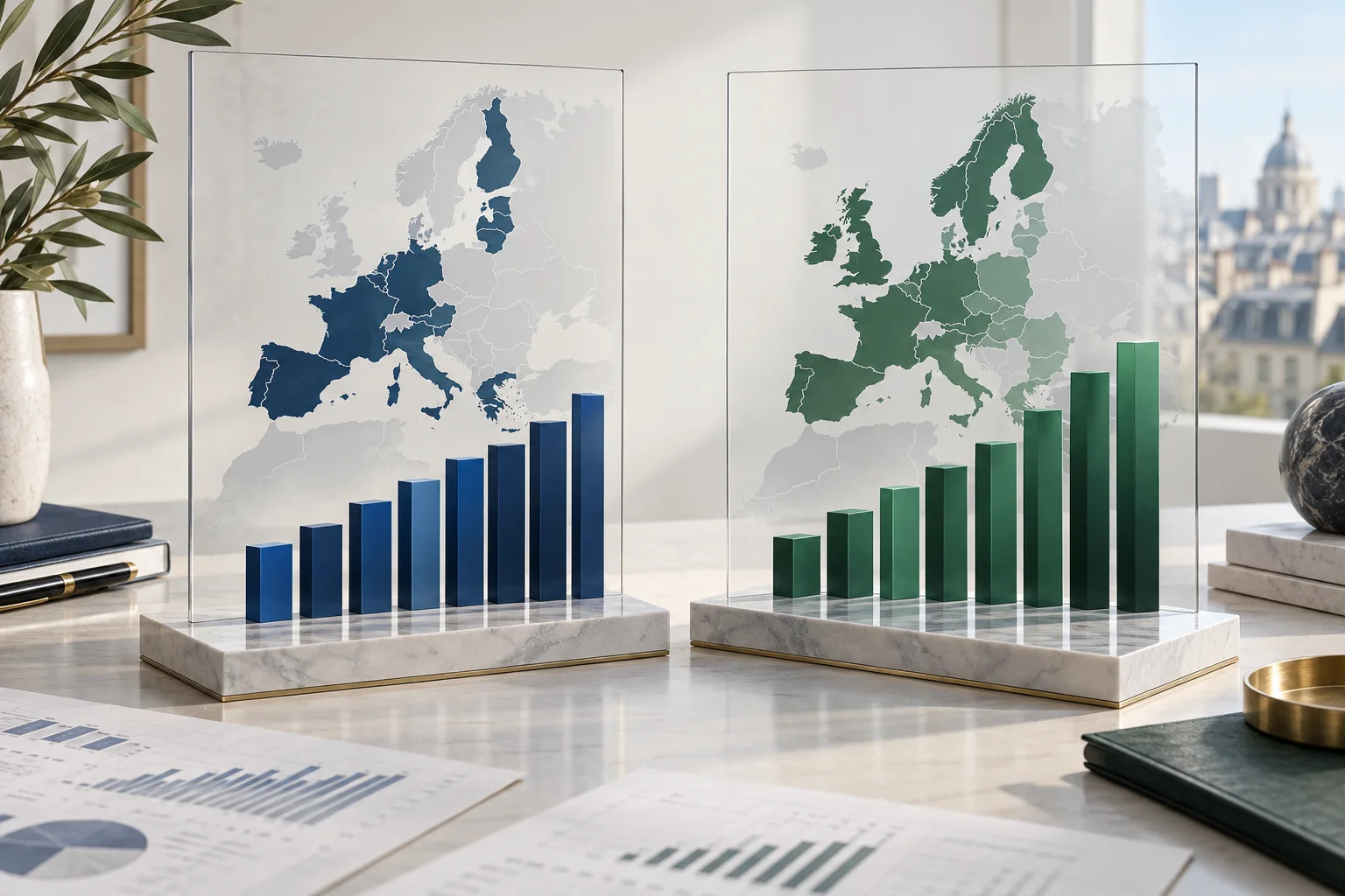 Comparaison visuelle entre un univers actions de la zone euro et un univers actions européen élargi
